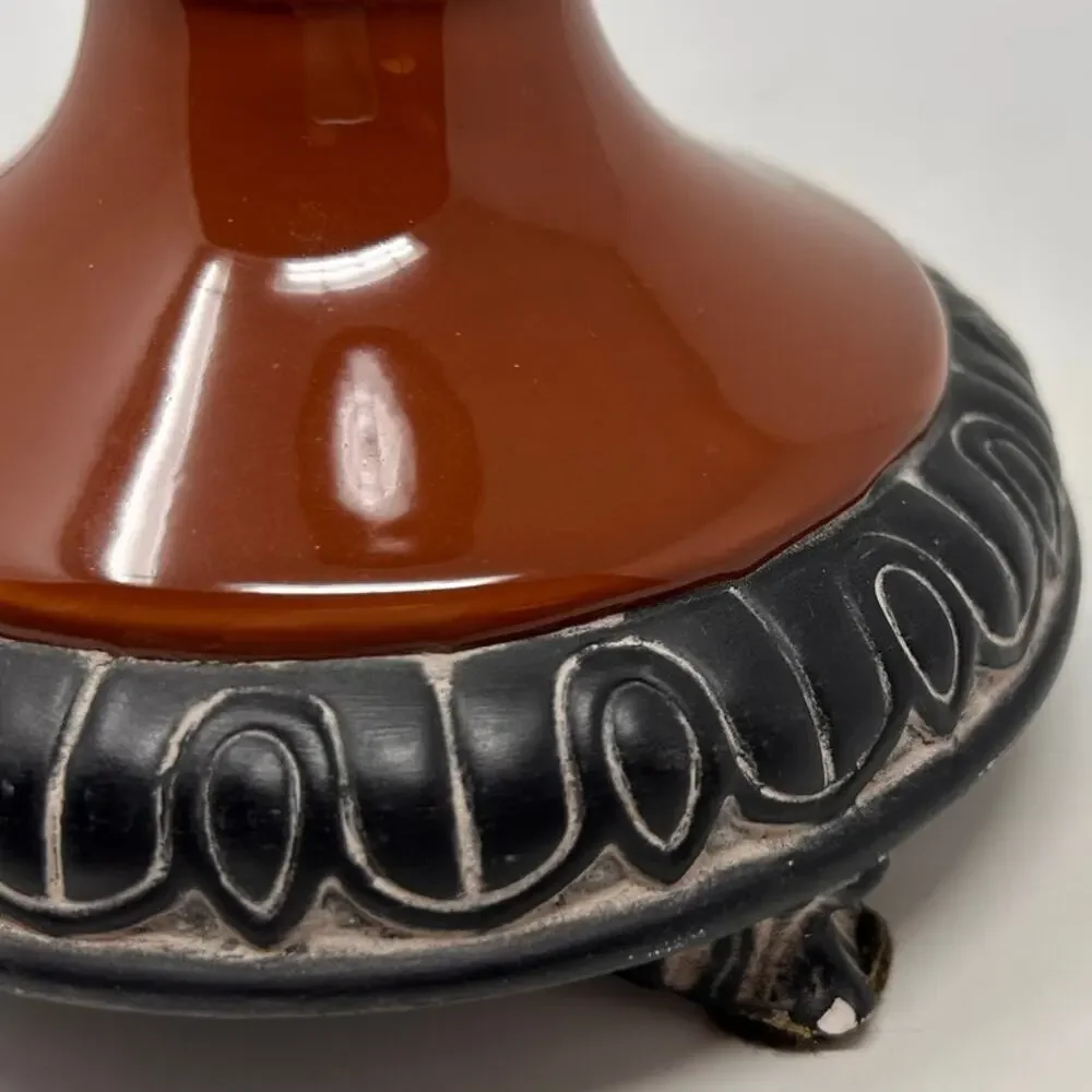 Nutmeg Small Candleholder‎ with Black Designs 13